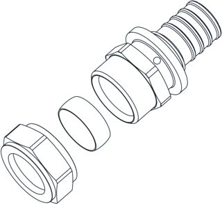 Overgang RAUTITAN LX+G gas 16x15mm knel